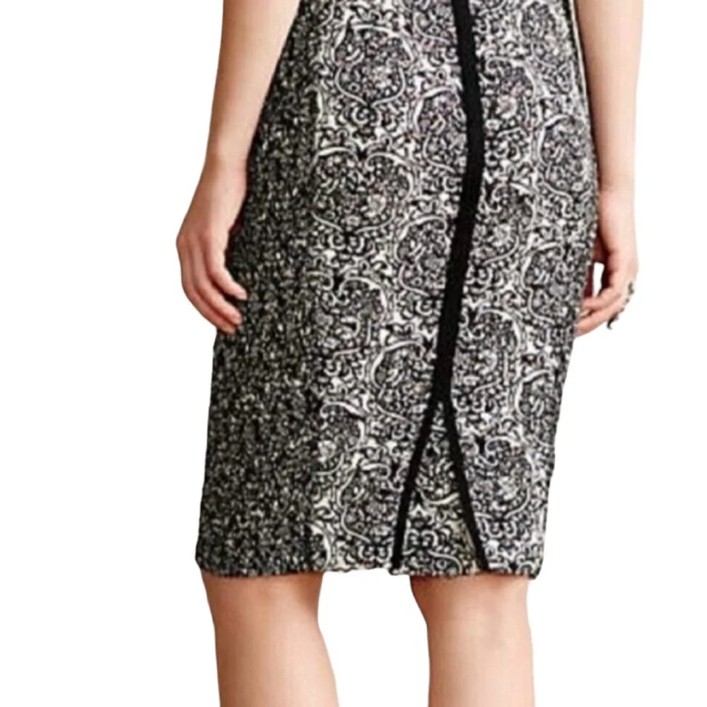 Beguile by Byron Lars Lasercut Pencil Skirt Black Cream Anthropologie, Sz 6 - Picture 2 of 13